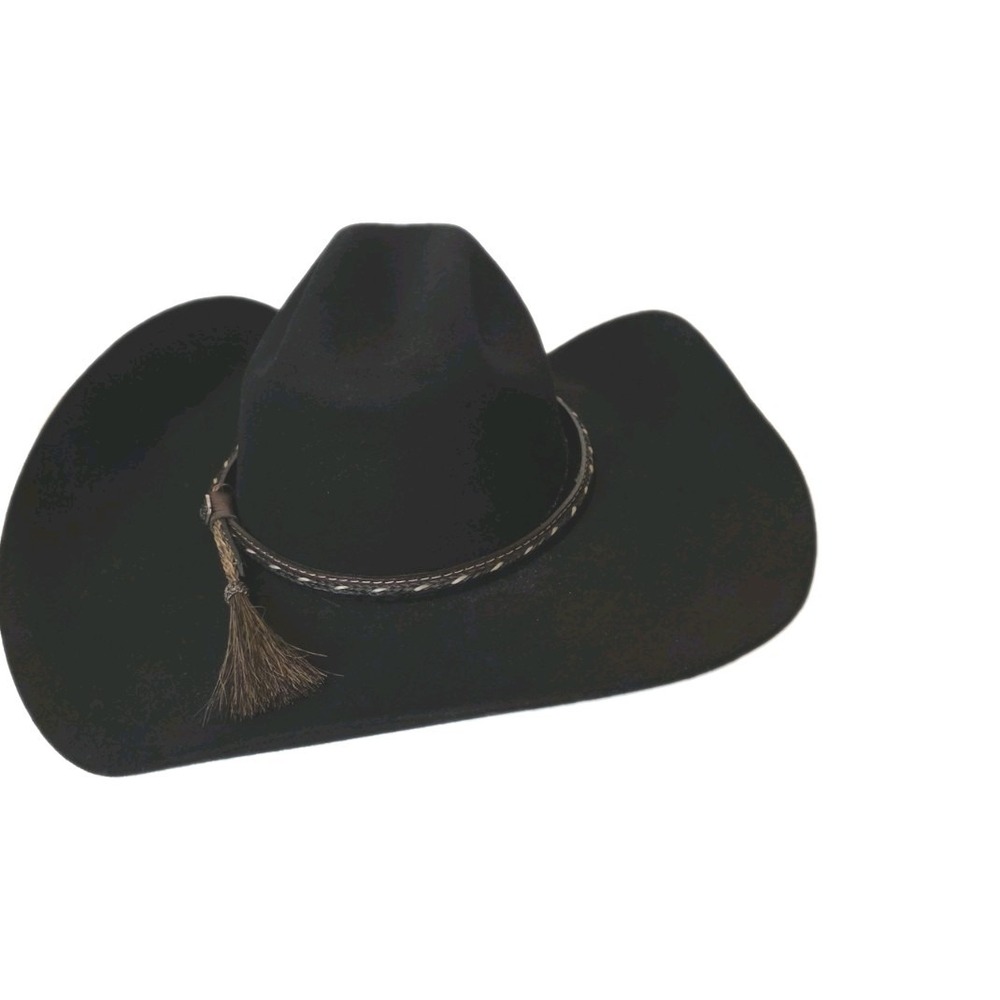Justin Bent Rail 2X Wool Braided Horse Hair Band Black Western Hat JF021WWISP